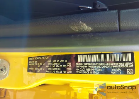 2017 Jeep Renegade Altitude 4X4 z USA, uszkodzony, nr VIN ZACCJBBB5HPF72093